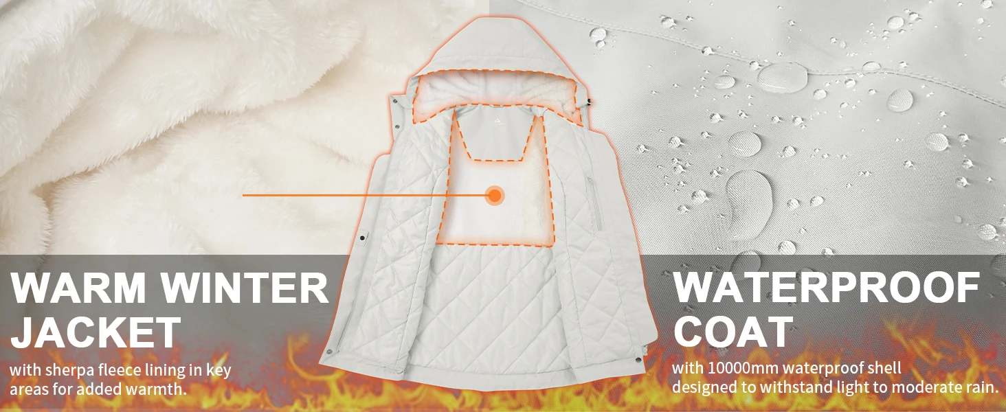warm winter waterproof jacket fleece lined