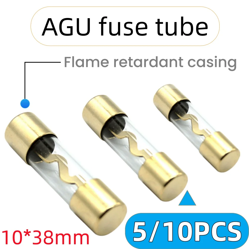 

10-5pcs, AGU gold-plated glass fuse tubes for car audio amplifiers, 100A,80A, 70A, 25A, 30A, 40A, 50A, 60A, 70A, 80A, 10A