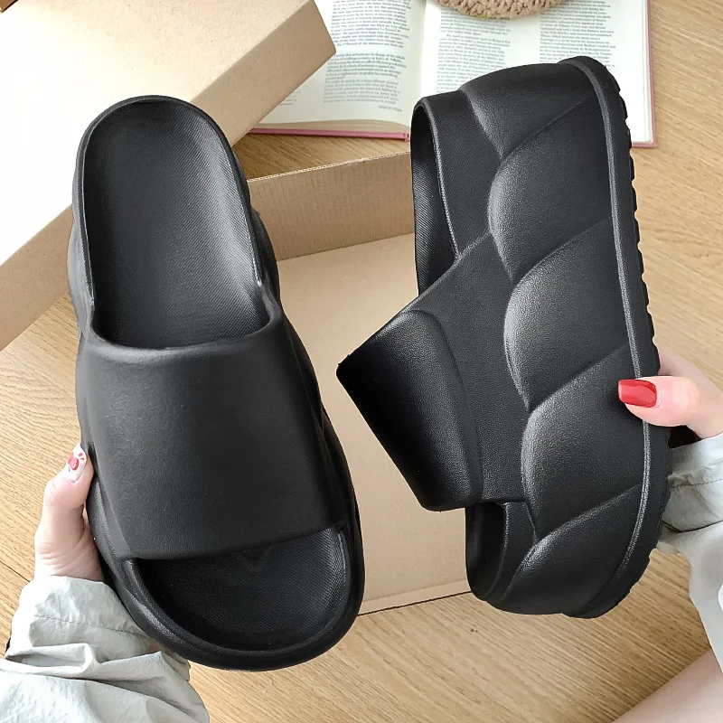 2025 New Women's Summer High Heel Slippers 9cm Chunky Sandals EVA Flip Flops Ladies Indoor Outdoor Platform Shoes - Image 3