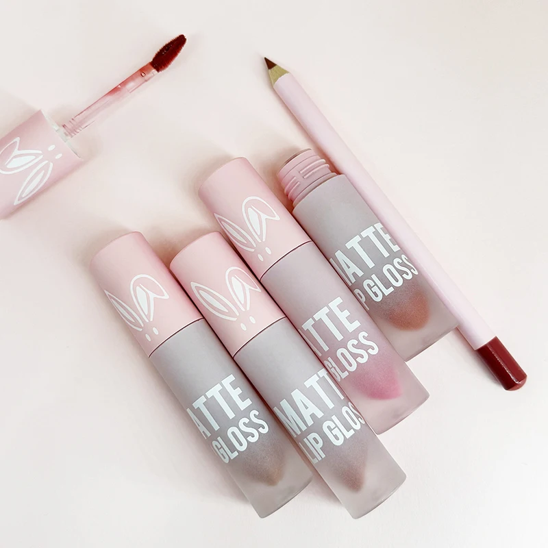 Conjunto de delineador labial fosco, à prova d'água e de longa duração, à prova de manchas, multicolorido e hidratante, esmalte labial + delineador labial