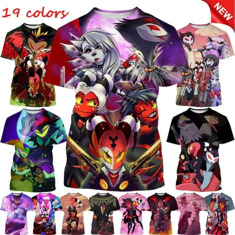 Fashion Men Clothing Anime Helluva Boss 3D Print T-shirt Personalized Hip Hop Street Unisex Oversized T Shirt Harajuku Tops Tees