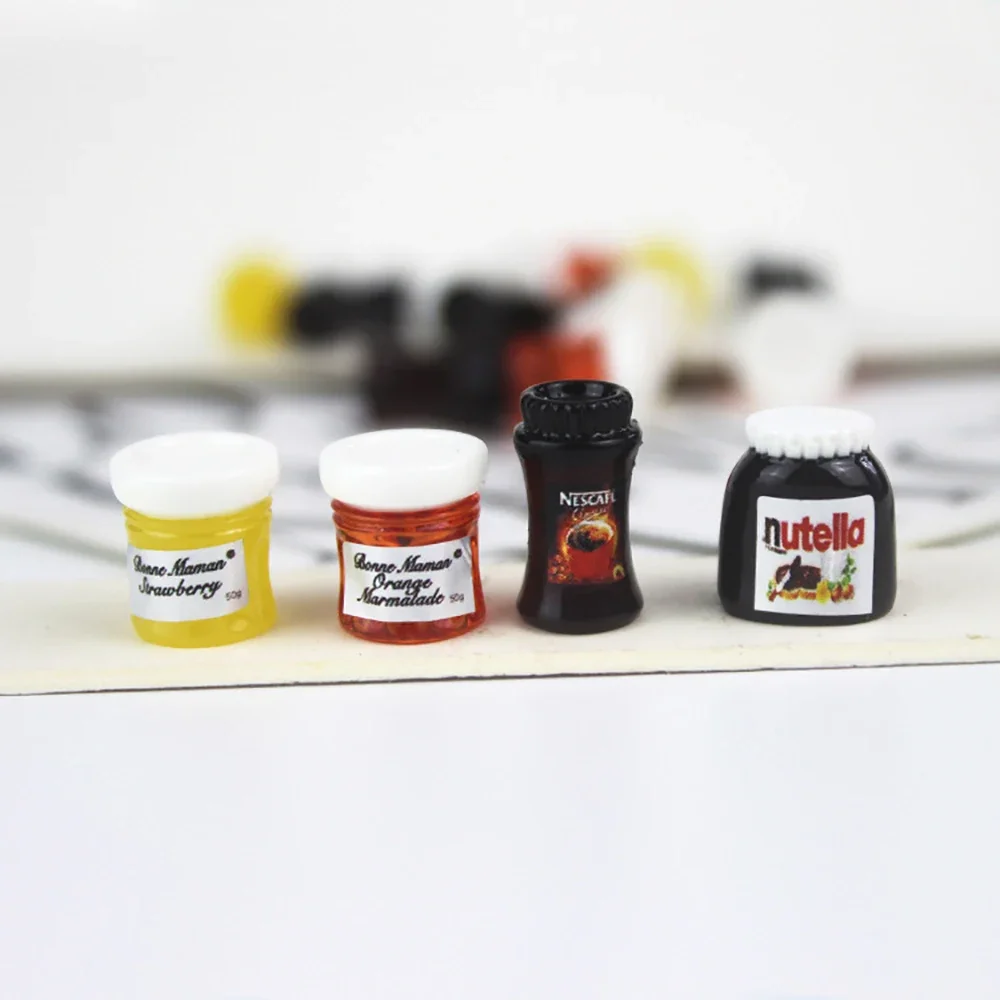 1/12 Dollhouse Miniature Nutella Jam Coffee Mini Kitchen Food Condiment Bottle Toy Doll House Accessories Decoration Sticker DIY