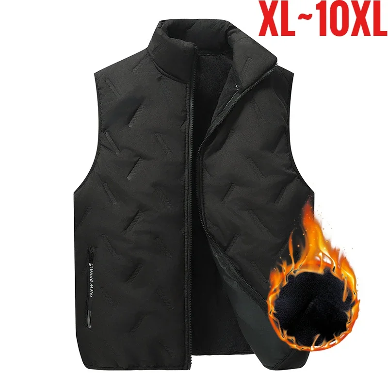 Big Size Clothing Store Vest Men Fleece-lined Lightweight Padding Warm Golf Sleeveless Jacket Male Plus Extra Large 10XL Fat 9XL