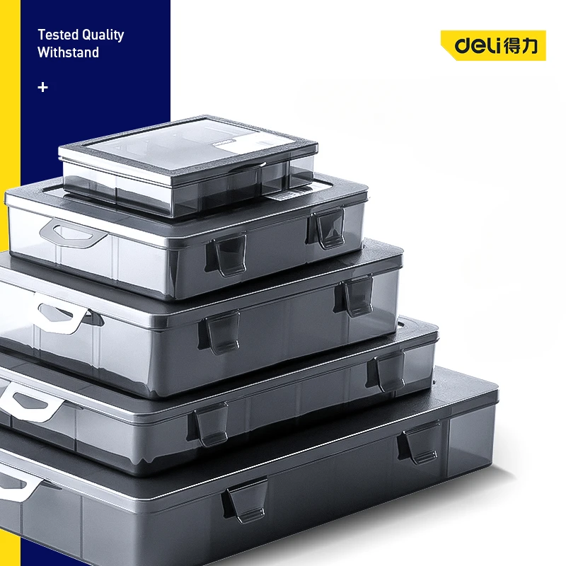 Deli 1 Stück Kunststoff Aufbewahrung boxen Schlitze verstellbare Verpackung transparente Werkzeug koffer Schraube Handwerk Schmuck Zubehör Organizer