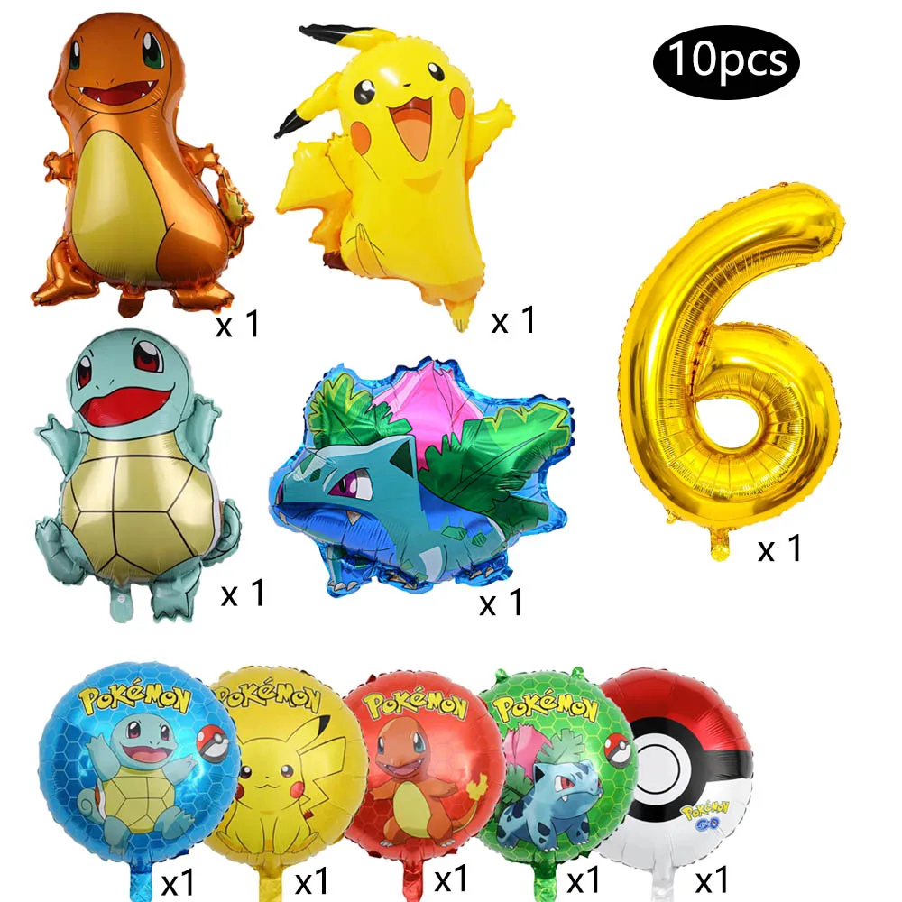10/5 قطعة مجموعة بالونات البوكيمون بالونات بيكاتشو 32 بوصة الذهب الأزرق عدد احباط بالون 1-9 للأطفال 1-9th حفلة عيد ميلاد الديكور #6