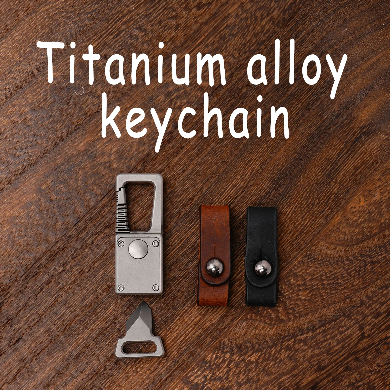 Titanium Alloy Car Keychain Detachable Unpacking Cut Paper Multifunctional Outdoor EDC Tools With Leather Strips