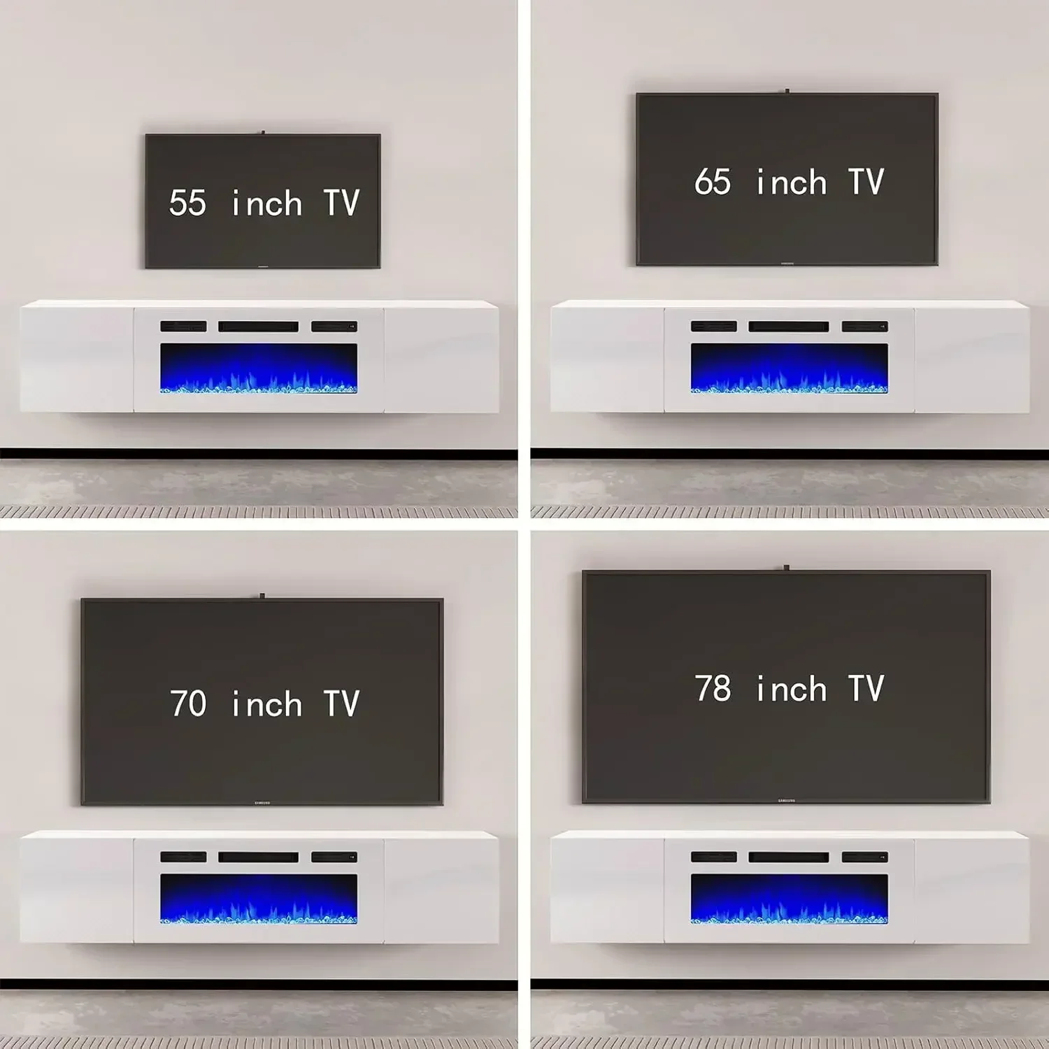 

[Бесплатная доставка! ]Плавающая подставка под телевизор с электрическим камином 36 дюймов, настенный камин с глянцевой отделкой, развлекательный центр, A