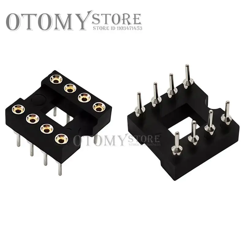 10PCS 8P Pin Round Hole IC Socket DIP-8 Base Slot Gold Plating
