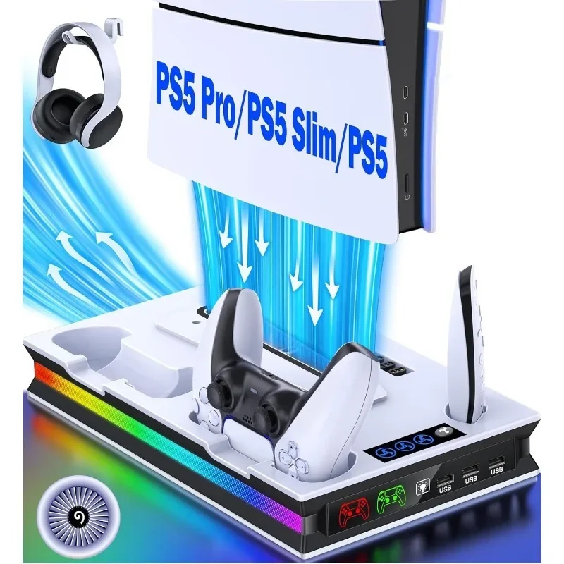 

For PS5 Pro/Slim/Ps5 Stand and Cooling Station with Controller