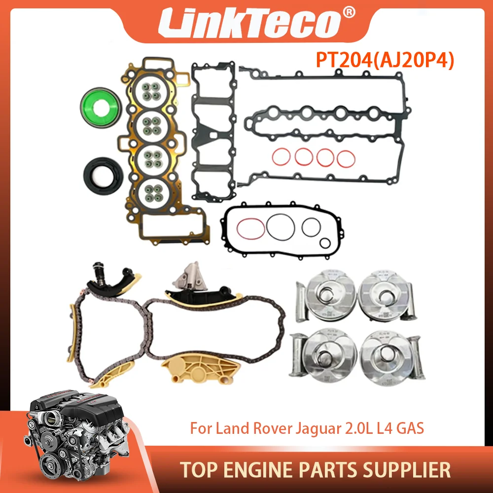 Engine Parts Full Gasket Set Piston Timing Chain Kit Fit 2.0 L L4 GAS PT204 For Jaguar E-PACE F-PACE XE XF Land Rover 2.0L 17-22