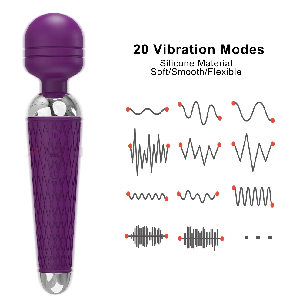 Powerful Magic-Wand AV Vibrator Female 20 Modes Clitoris Stimulator G Spot Massager Adult Erotic Product  Sex Toys for Women