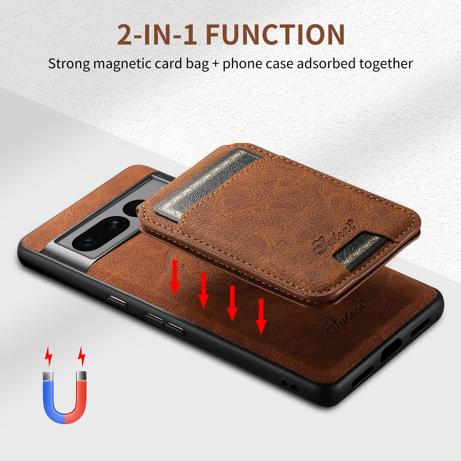 2 in 1 Magnetic Cards Solt Wallet Leather Case For Google Pixel 7A 6A 7 8 Pro Vertical Bag Pocket Purse Removable Cover Fundas