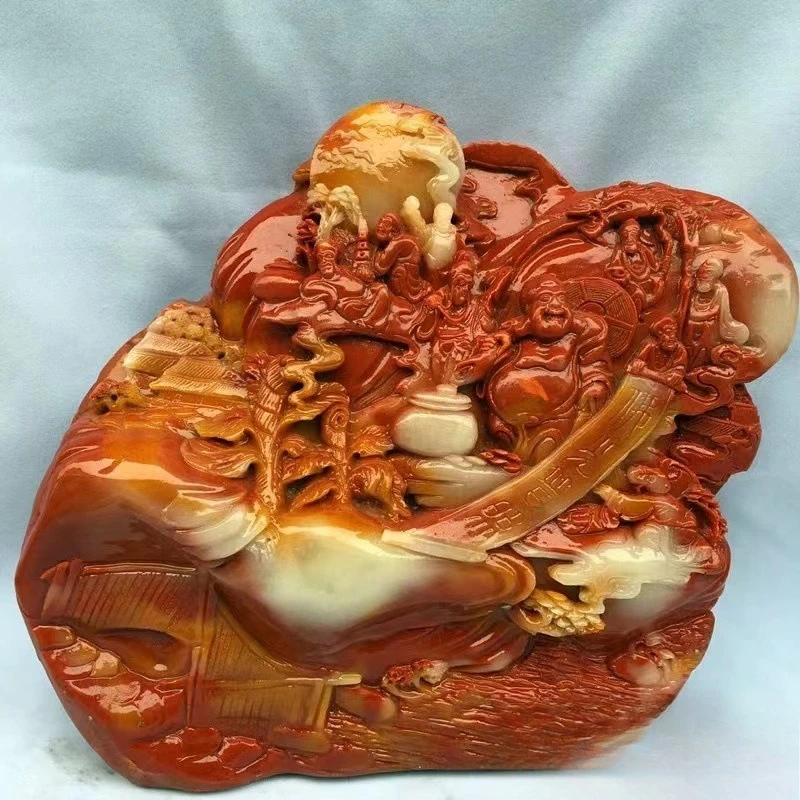 Jade Buddha Guang Puzhao ornament, Shoushan stone hibiscus stone handicraft strange stone, rough stone carving home