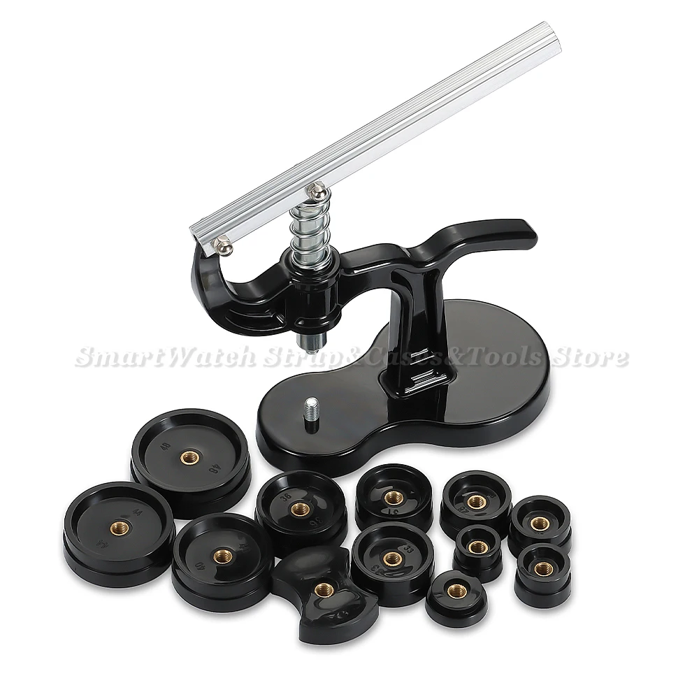 أداة ضغط الغطاء الخلفي للساعات المغلقة مع 12 مقاسًا من الغطاء الخلفي، مجموعة أدوات إصلاح الضغط لصانع الساعات