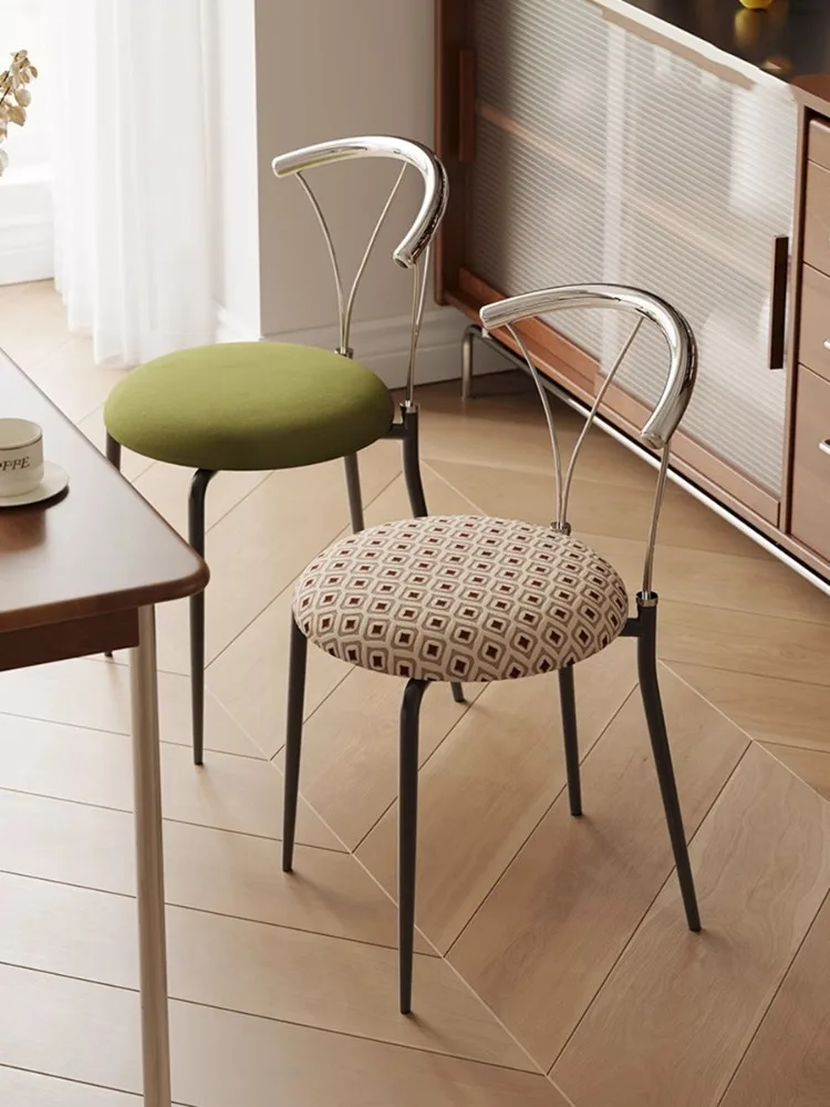 Nordic Stainless Steel Soft Pack Dining Chairs,Modern Living Room,Dining Room,Backrest Chair Furniture Stool