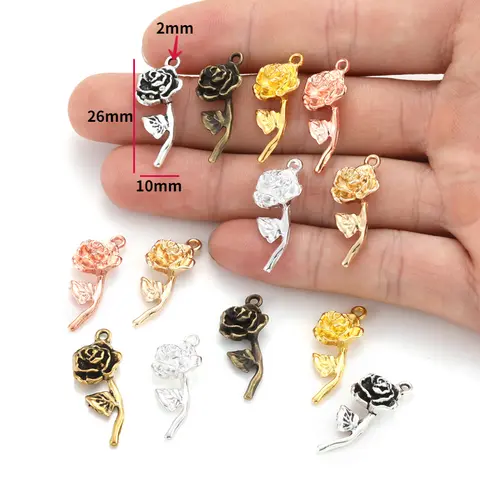 10 पीस 7 रंग गुलाब आकर्षण चाबी का गुच्छा बालियां पेंडेंट DIY आभूषण बनाने सहायक उपकरण निष्कर्ष 10*26 मिमी Q278 10 best sales गुलाब के आकर्षण - №6