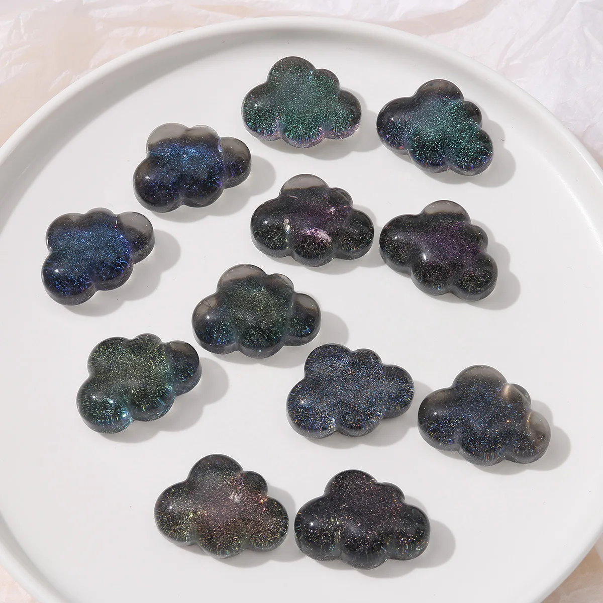 New style 30pcs/lot starry sky effect cartoon clouds shape resin cabochon beads diy jewerly garment/hair accessory