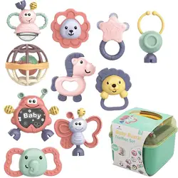 Baby Teething Toys Newborn Infant Birthday Gifts Rattle Toys Set Shaker Grab And Spin Early Educational Toys For Baby Infant