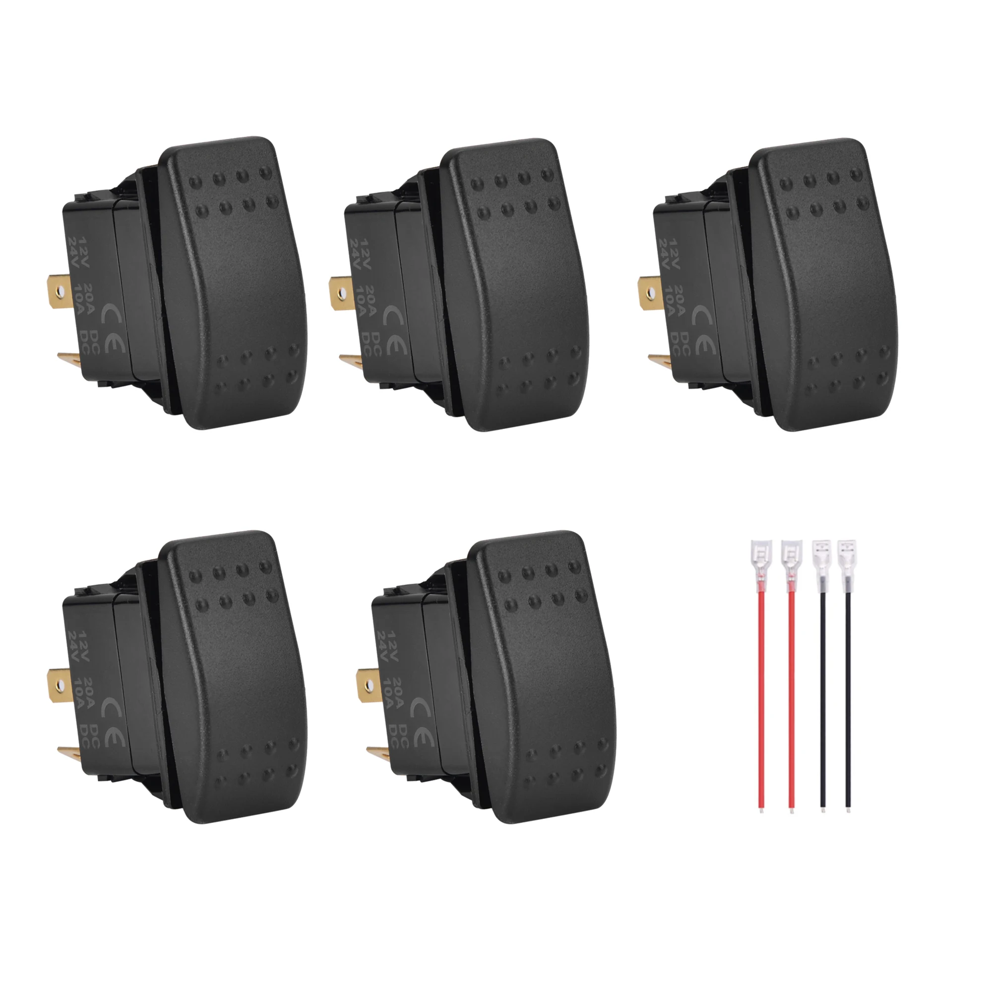 5pcs/set DC Motor Momentary Switch Polarity Reverse (On) Off (On) 3 Position DPDT Rocker Switch for Trailer RV Power Jacks Winch