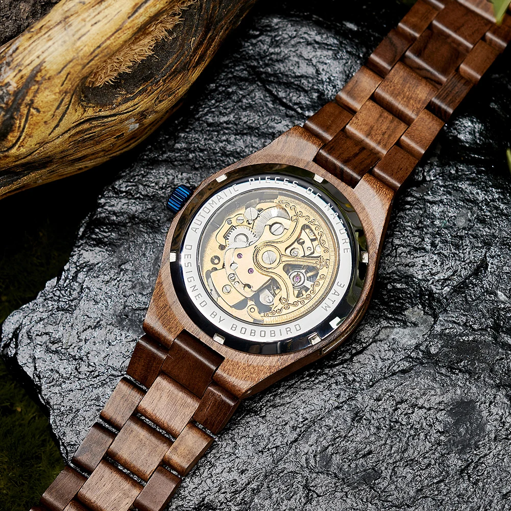 BOBO BIRD Men's Automatic Watches Luxury Wooden Hollow Mechanical Watch Fashion Male Clock Support Customized Dropshipping