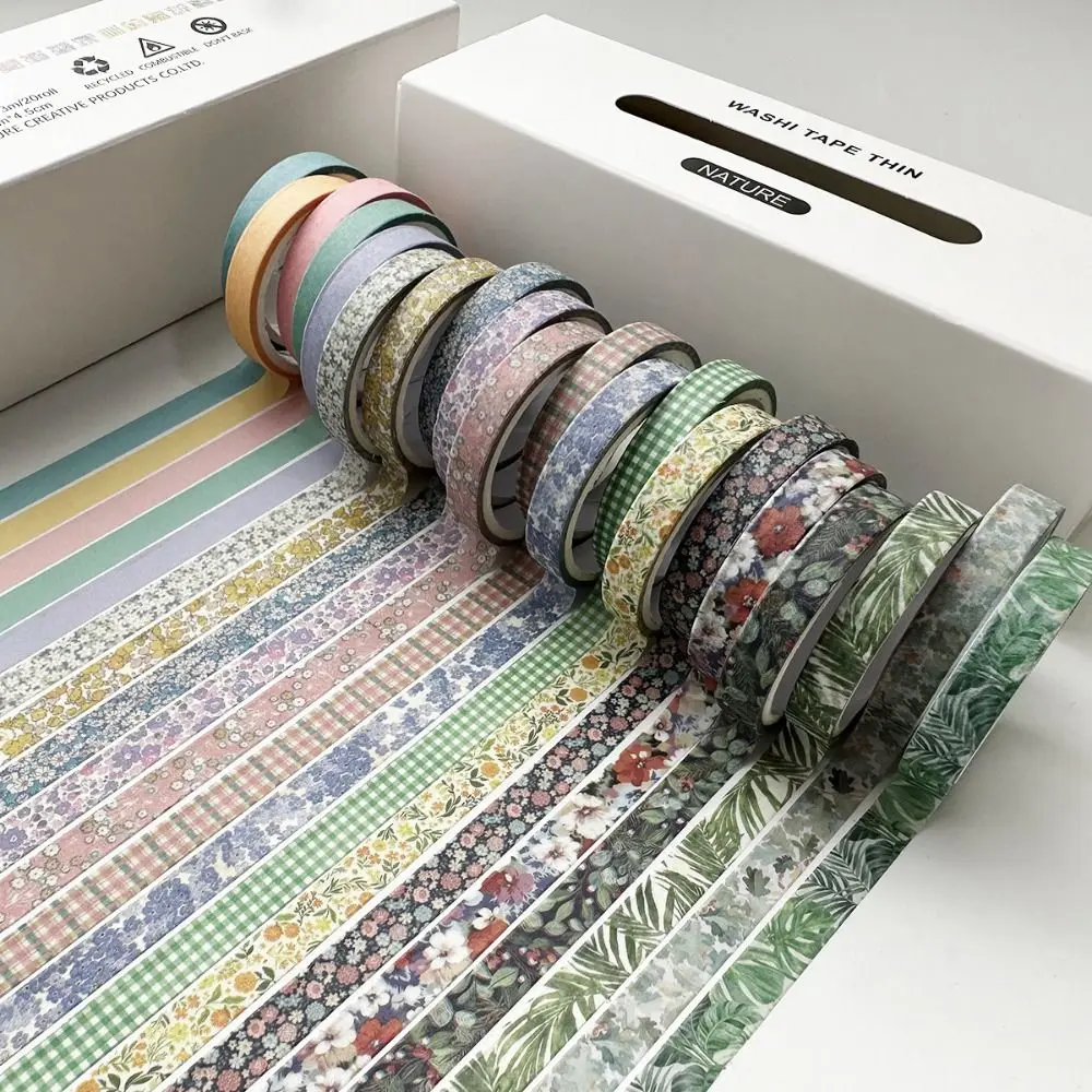 Vintage 20 Rolls Washi Tape Set Multi-Pattern Adhesive Scrapbooking Tape Crafts Making DIY Journals Deco Art Supplies Gifts