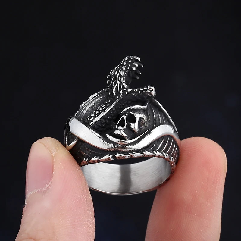 Bague tête de mort en acier inoxydable pour homme, bijoux animaux vintage, cadeau pour petit ami, punk, cool, SION L, salle, prix de gros, nouveau, 2023