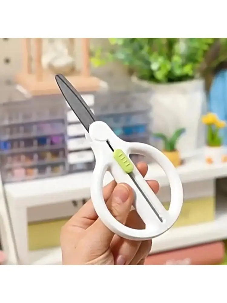  Scissors With Retractable Handle For Paper Cutting And Crafting, 3 Color Option