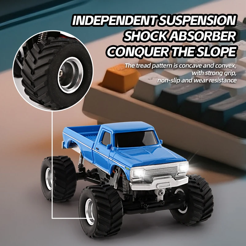 Samochód RC Mini 1:36 Off-Road Niezależne Zawieszenie Zwyciężający Płaskowyścig Symulacja Fajny Prezent Elektryczny Samochód z Oświetleniem Model w Skali 1:36