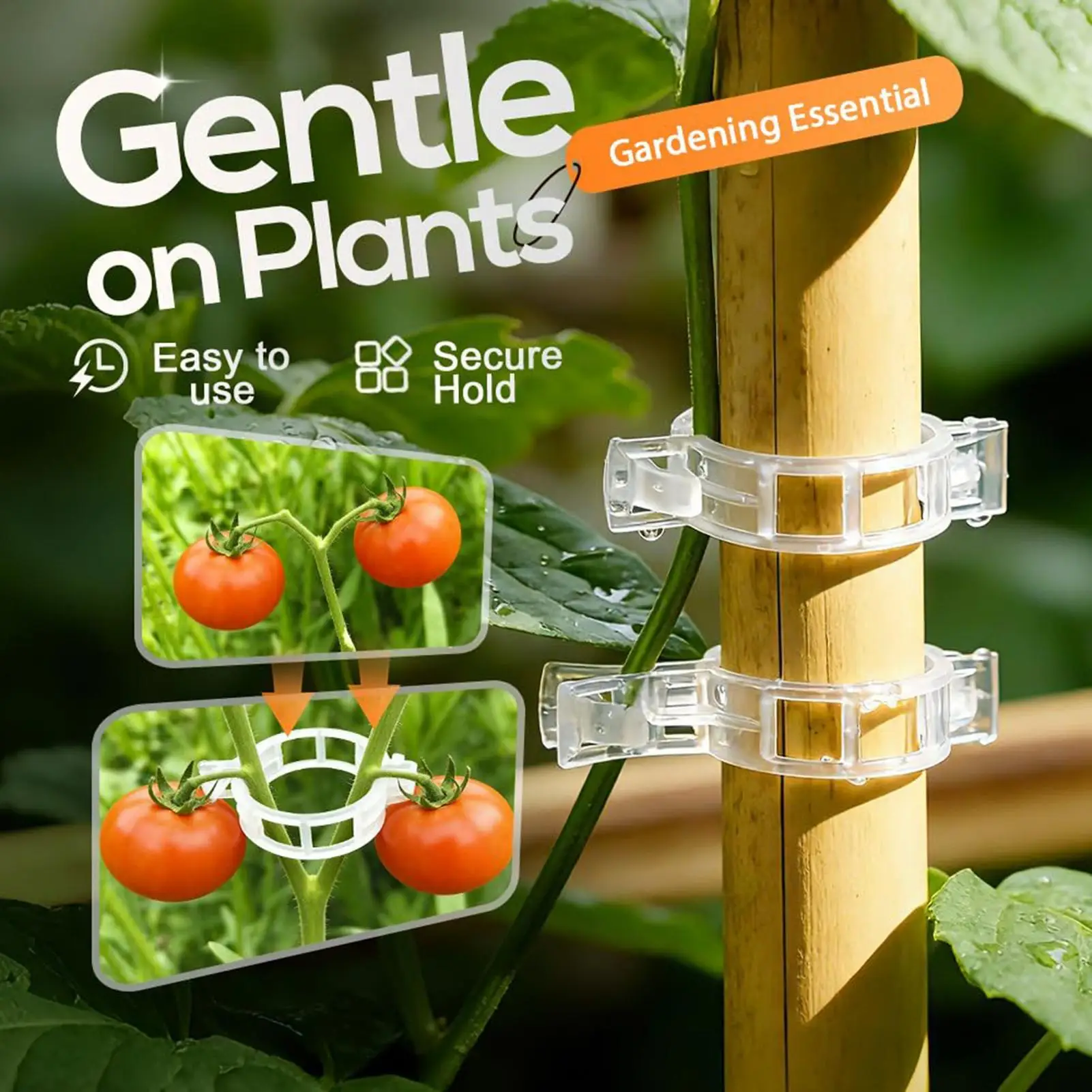 100pcs Tomato Plant Clips Clamps Holder Support Secured Plant Clips For Vines For Garden Outdoor Indoor Gardening Balcony