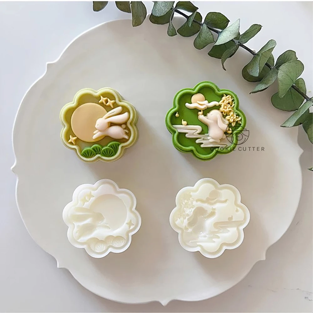 20g 50g 75g Creative Rabbit Palace Crab Moon Cake Mold Mountain Cookie Cutter Mid-Autumn Festival DIY Pastry Desser Kitchen Item