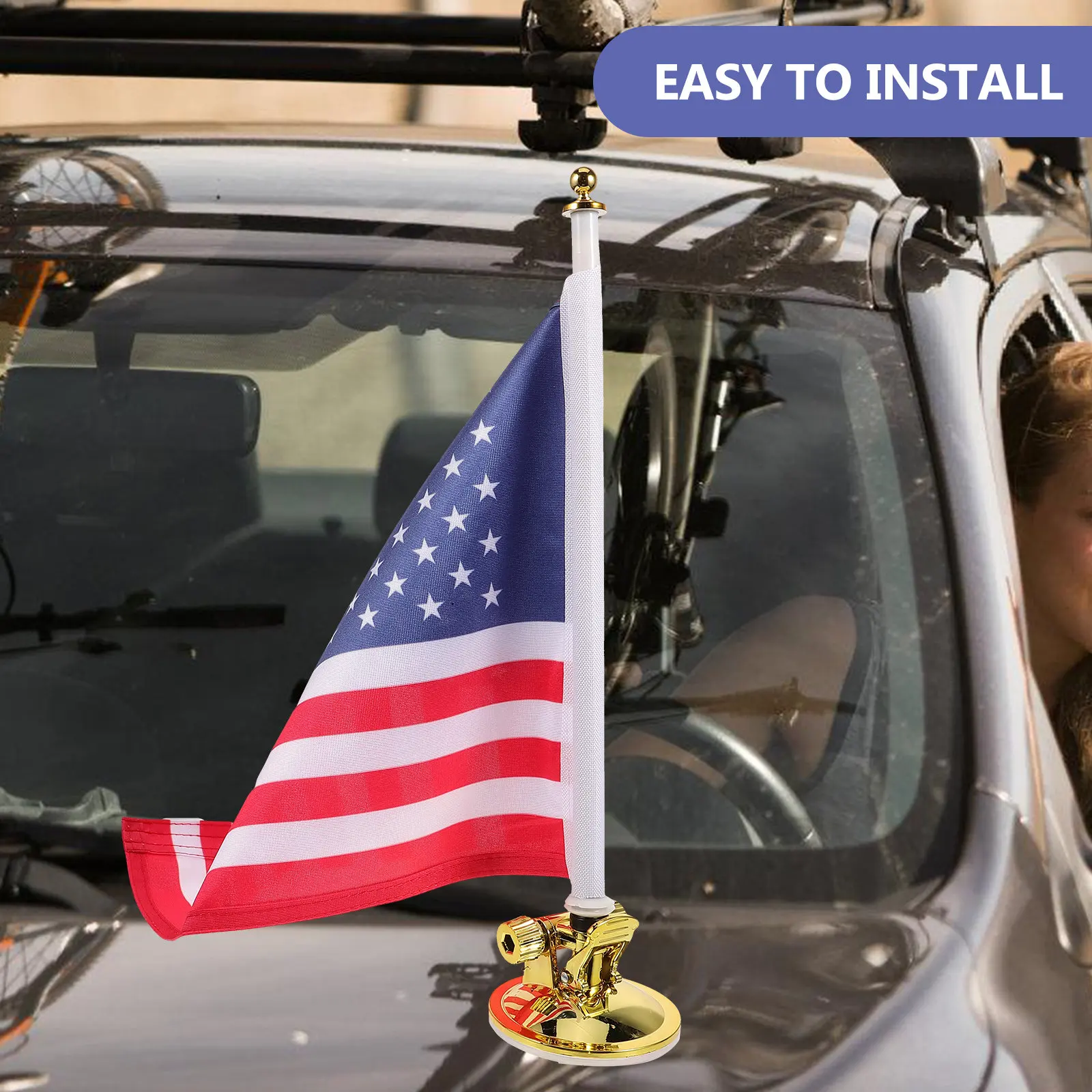1Set Suction Cup Flag Pole Base Strong Windproof Flagpole Holder for Cars Windows Walls Easy Install Multi Use Flag Display view 5