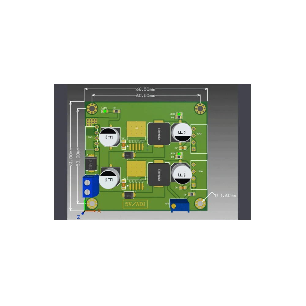 2-Channel Adjustable Step-Down Power Supply Module DC-DC Converter 5V/ADJ Adjustable Step-Down Power Board With Toggle Switch