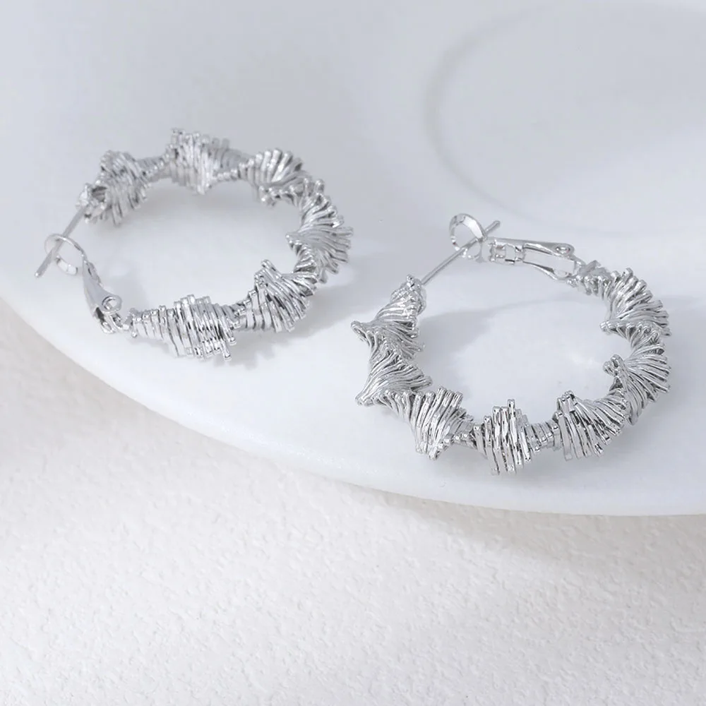 4PCS Dainty Twisted Design Ear Studs for Jewelry Making Earrings DIY Brass 14k Gold Plated Accessories 32mm