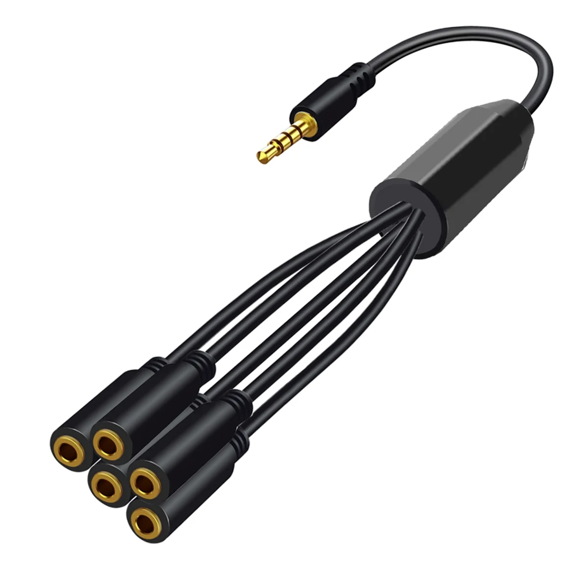 POP-l3.5mm イヤホン スプリッター ケーブル 3.5mm 1/8 インチ 4 極 TRRS オス - 5 ポート Aux ケーブル イヤホン マイク オーディオ