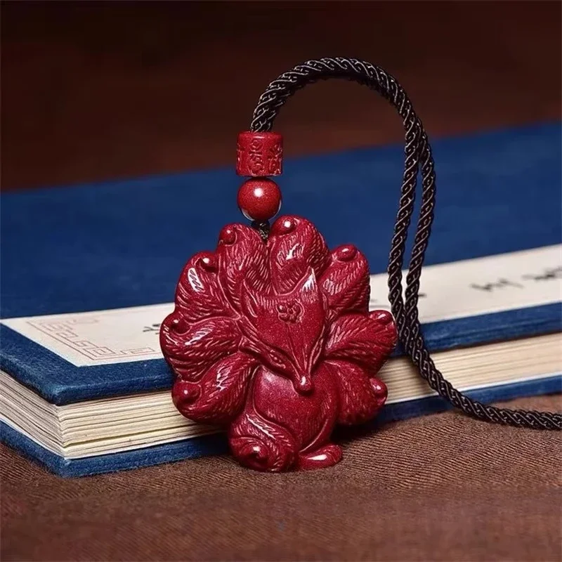 

Кулон из необработанной циннабарной руды в форме лисы, мужское и женское ожерелье ручной работы из высококачественного натурального камня, фиолетовый кулон из циннабаря оптом