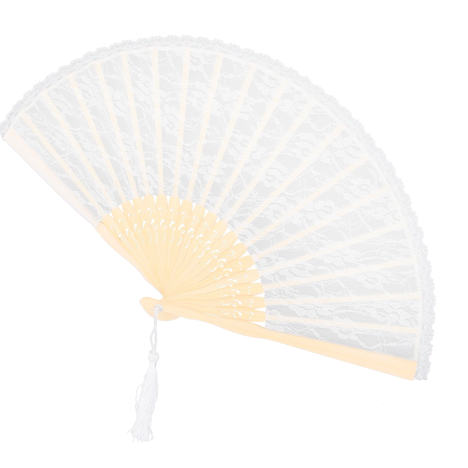 

Lace Folding Fan Handheld White Decor Retro Wood Fans for Parties Birthdays Wall Adornment Traditional Props Craft Sewing