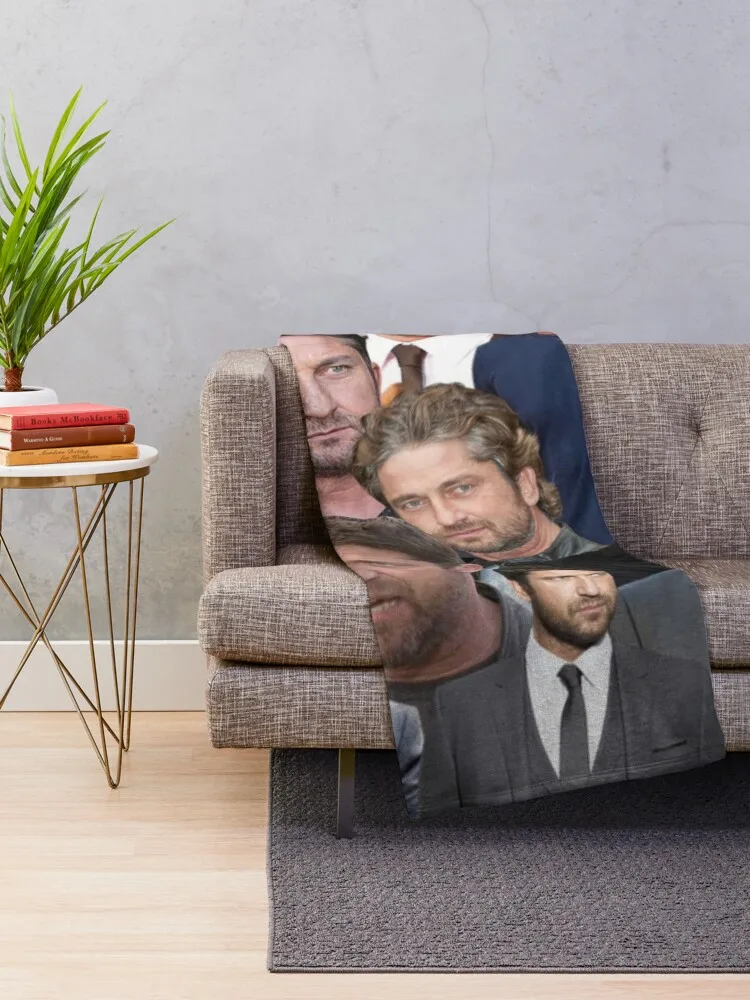 gerard butler photo collage Throw Blanket Bed Thin Soft Plaid Blankets