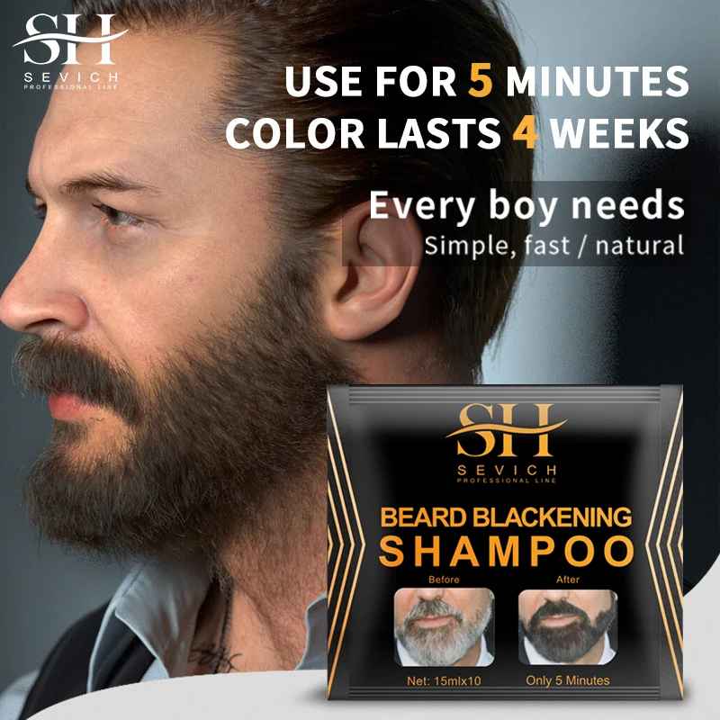 1/10PCS Natural Hair Dye Black Beard Shampoo Plant-Based Natural Long Lasting Permanent Beard Color Shampoo Men's Fashion Tool view 5