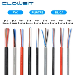 Wire Cable Soft PUR/Silicone/PVC High Temperature Resistance Copper 2 3 4 5 6 7 8 Multi Cores Extra Flexible Sensor/Connector