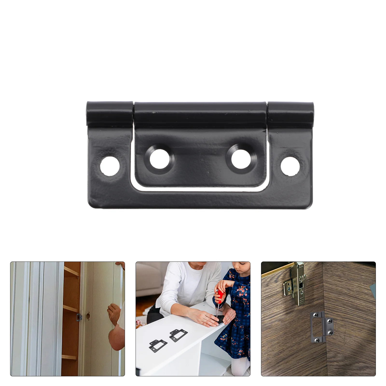 

12 Pcs Mother Hinge Cabinet Hinges for Wooden Box Doors Mini Furniture Fittings Folding Spring Black Self Closing