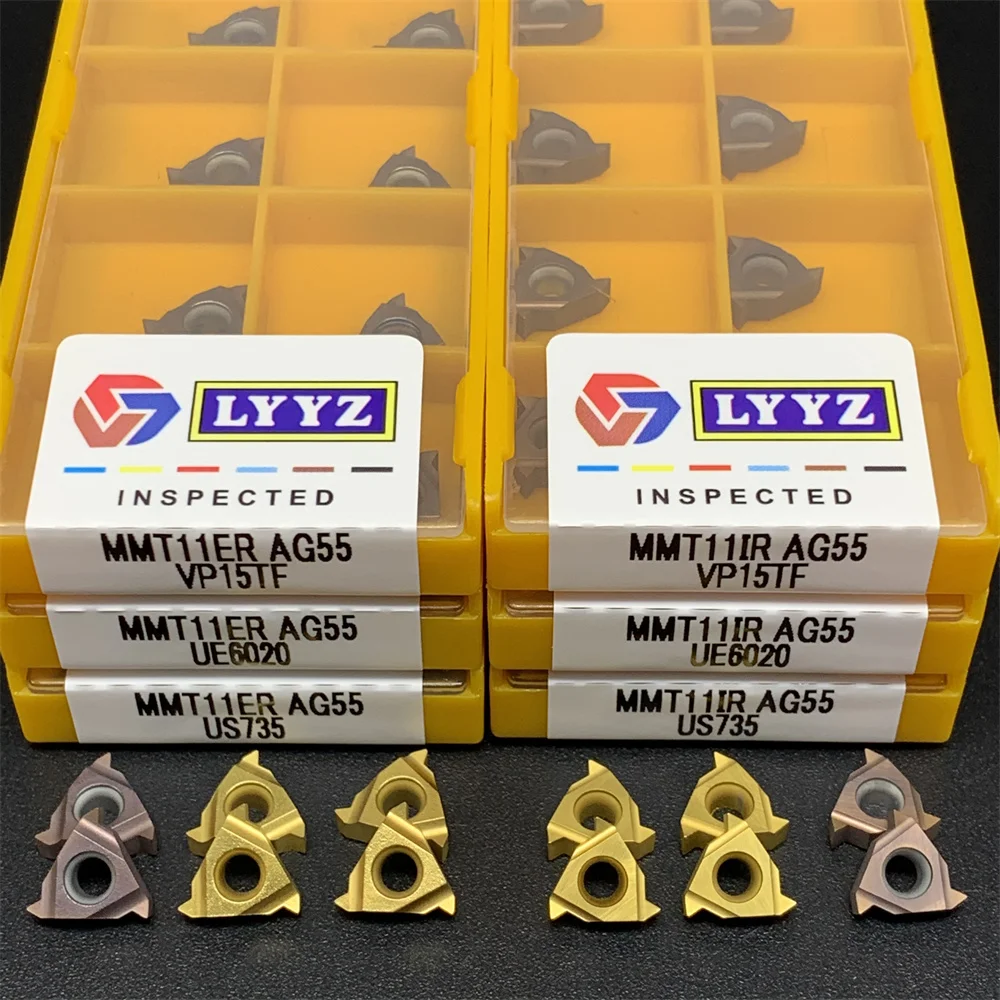 Imagem -03 - Carboneto de Inserção de Rosca Mmt11er 11ir 16er 16ir Ag60 Ag55 Vp15tf Ue6020 Us735 Ferramenta de Corte Rosca Interna Mmt22er Mmt22ir 10 Pcs