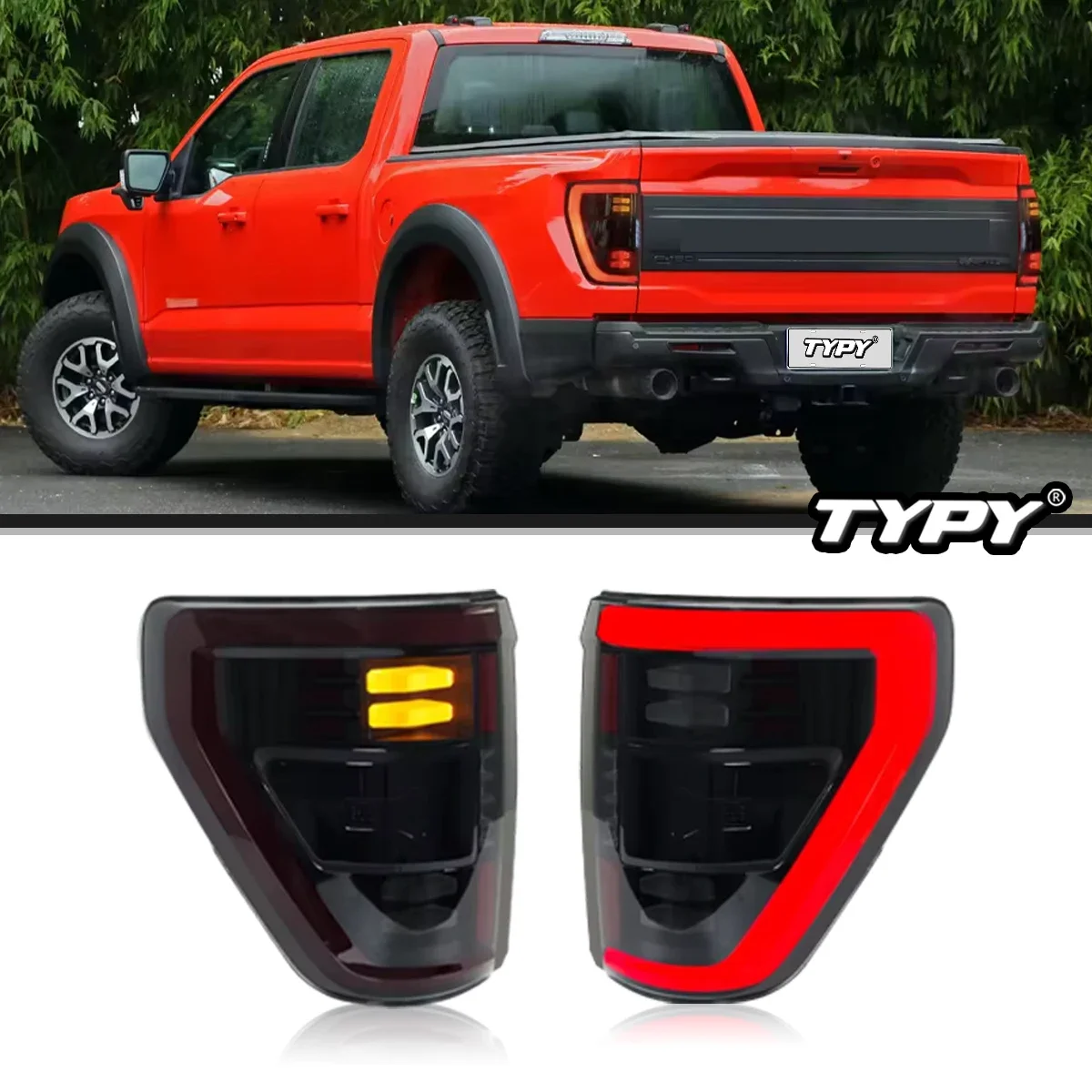 

TYPY Автомобильные задние фонари для Ford Raptor F150 2021-2023, светодиодные автомобильные задние фонари, дневные ходовые огни, динамические указатели поворота