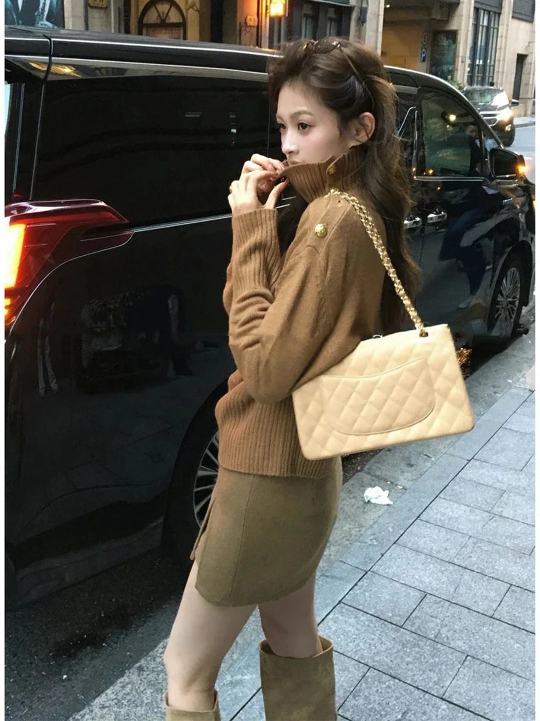 เสื้อสเวตเตอร์ถักไหมพรมผู้หญิง คอปกพลิกแบบไม่สมมาตร นุ่ม สบาย ทรงหลวม สไตล์ลำลอง แฟชั่นฤดูใบไม้ร่วง ฤดูหนาว