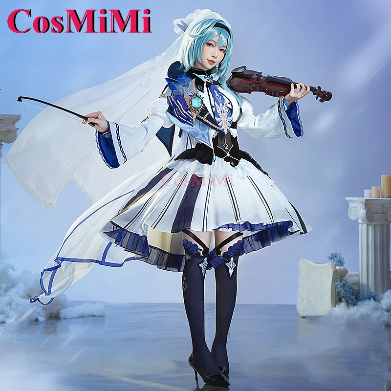 CosMiMi Eula Cosplay Game Genshin Impact Costume Requiem Of World Snow Gorgeous Formal Dress Carnival Party Role Play Clothing