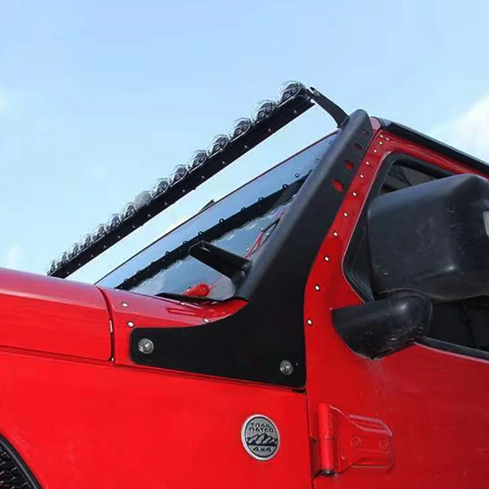 Lantsun JL1181 50-inch Straight LED Light Bar Bracket with A-holder Steel Windshield Work Light Holder for Jeep for Wrangler JL