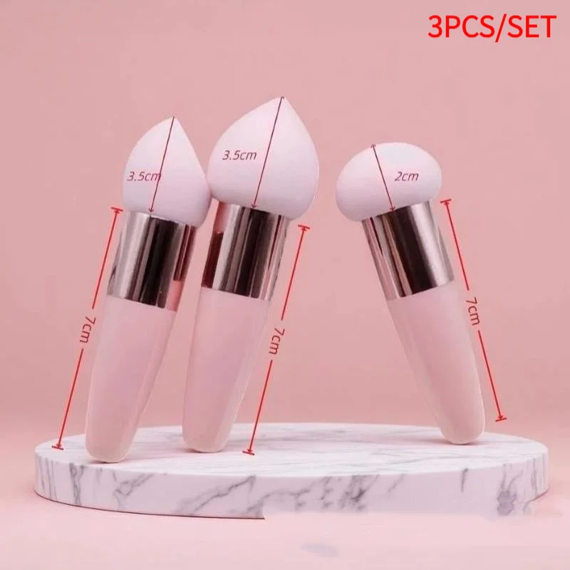 *Mushroom Head Makeup Brushes 3PCS Multifunctional Foundation Sponge Powder Puff for Blush Powder Liquid Makeup