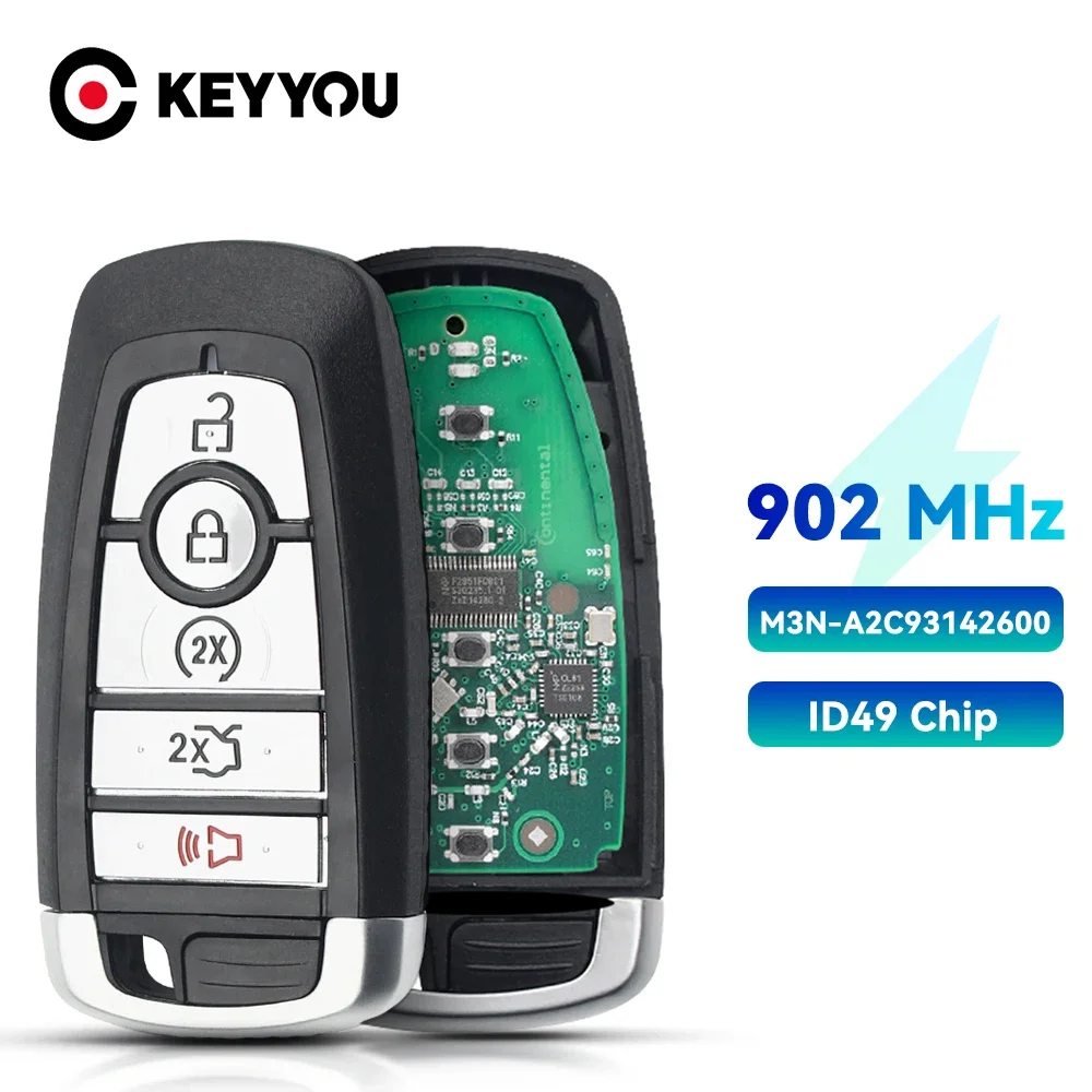 

KEYYOU 902MHz Remote Control Key For Ford Edge Fusion Expedition Explorer M3N-A2C93142600 ID49 Chip Keyless Go Car Key