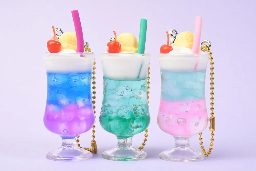 Original Gashapon Cute Capsule Toys Anime Colored Ice Cream Cold Drink Cup Figruine Keychain Kawaii Miniature Figure Gift