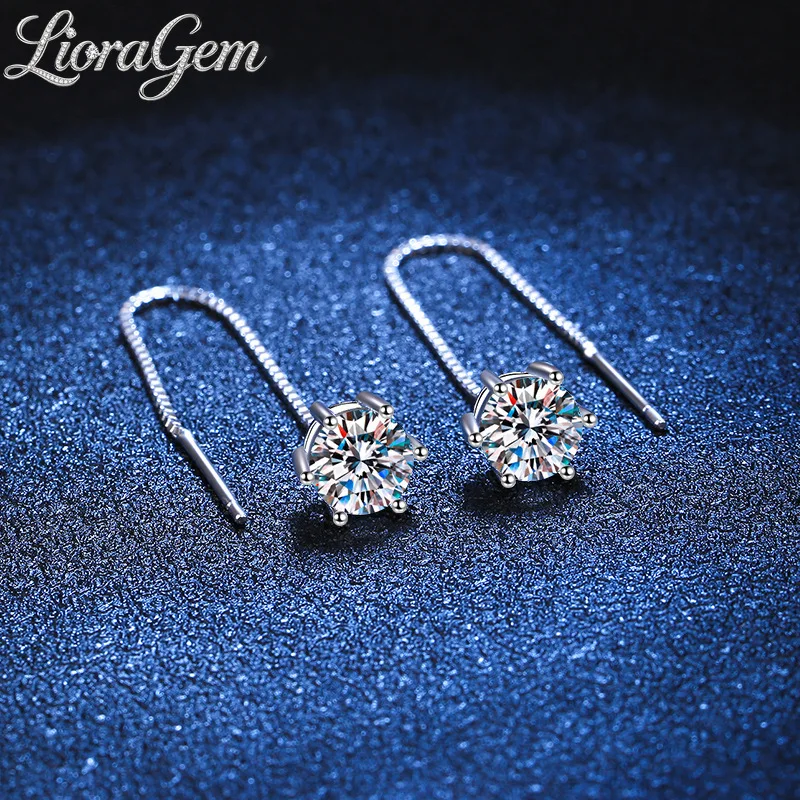 

LioraGem Classic 6-Prong Moissanite Earrings, 1-Carat Sparkling Moissanite Minimalist Earrings Platinum PT950 Stamp