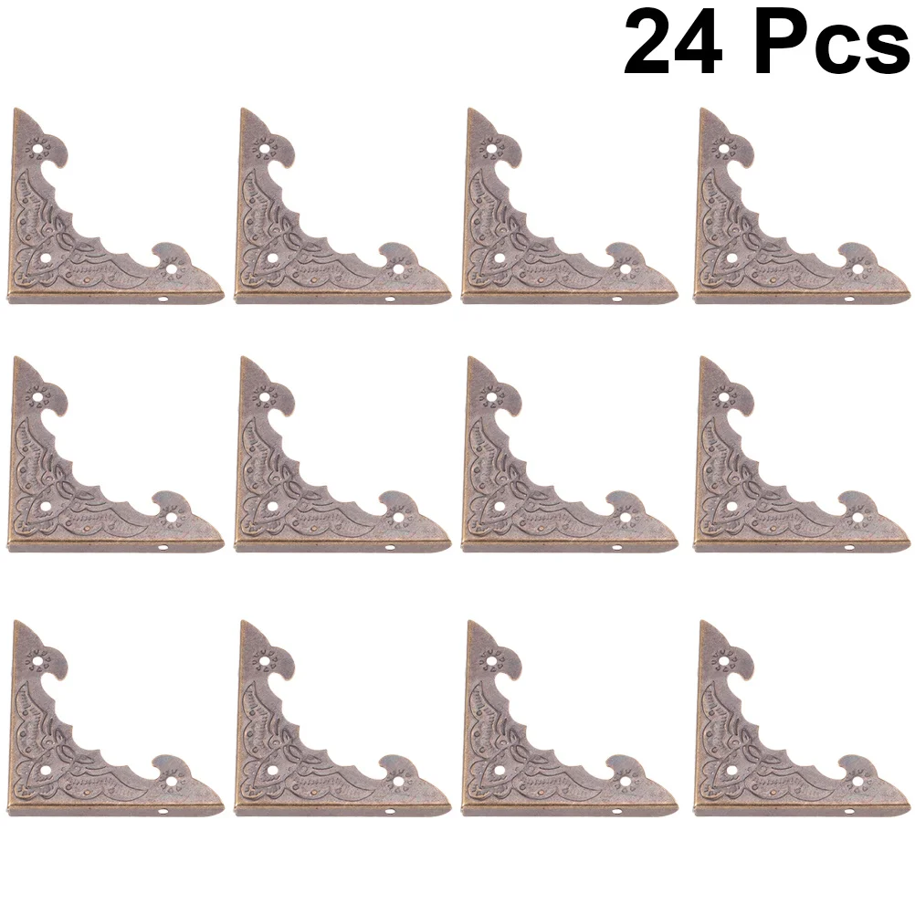 

24Pcs Jewelry Box Corner Protectors Brass Iron Vintage Bronze Corners for Wooden Case Desk Gift Box Desk Corner Guard